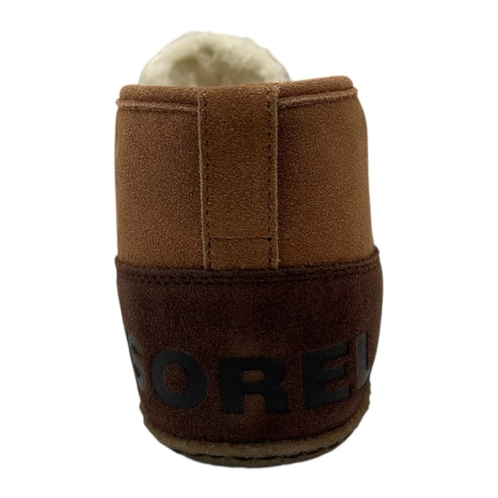 SOREL Mens Manawan Suede Slippers Size 8 Brown Plaid Faux Fur Indoors & Outdoors